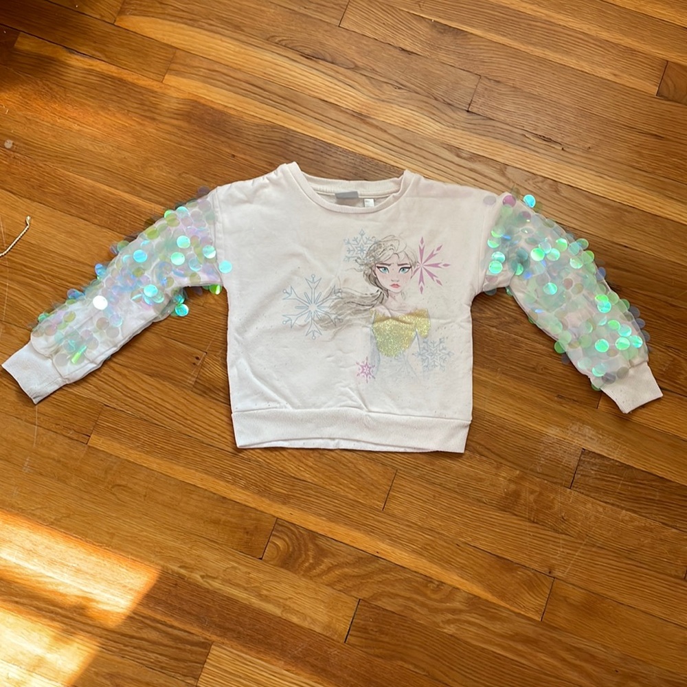 Disney, Frozen II, white and sequin sweater, size 6/6X (SM)